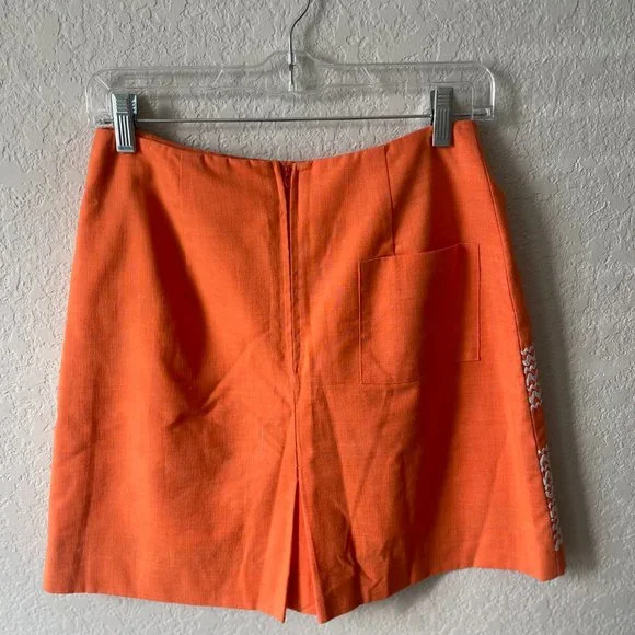 Creamsicle Dreamsicle Mini Skirt w Back Pocket & Rick Rack Trim 60s/70s - Picture 3 of 8